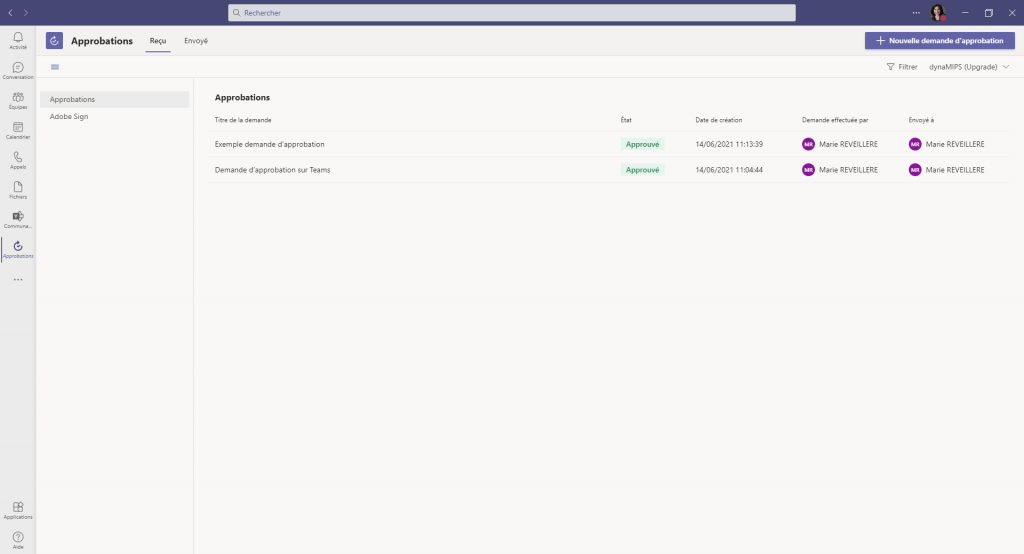demande d'approbation Teams 9